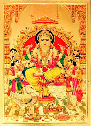 Golden Vishwakarma Artwork Wallpaper