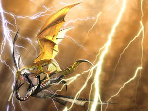 Golden Yellow Lightning Dragon Wallpaper