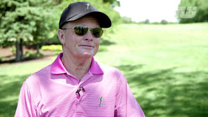 Golfer Tom Kite In Pink Stripe Wallpaper