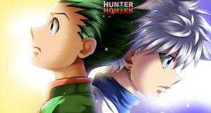 Gon And Killua With Logo Wallpaper