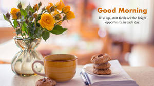 Good Morning Hd Flowers And Biscuits Wallpaper