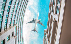 Google Flights Plane Over Building Wallpaper