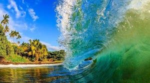 Gopro Shot Inside A Wave Wallpaper