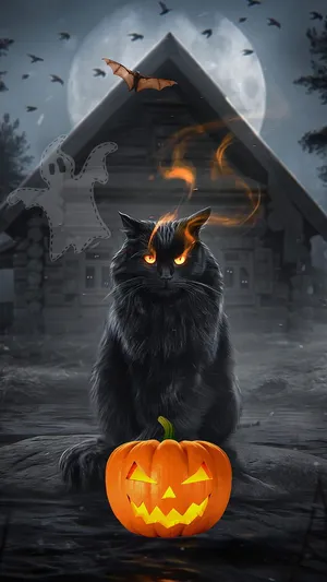 Gorgeous Halloween Cat Wallpaper