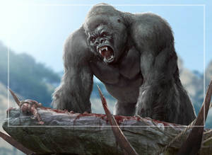 Gorilla Attacking A Human Art Wallpaper