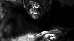 Gorilla Grayscale Art Wallpaper