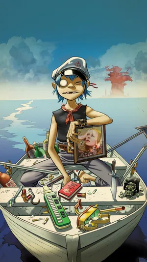 Gorillaz Iphone 2d On A Dinghy Wallpaper