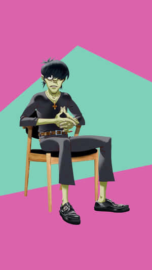 Gorillaz Iphone Murdoc Pink And Blue Wallpaper