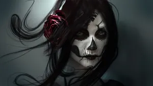 Gothic Computer Girl Skull Make-up Wallpaper
