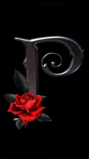 Gothic Letter P And Rose Wallpaper