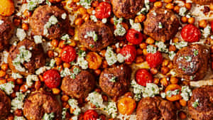 Gourmet Meatballswith Tomatoesand Feta Cheese Wallpaper