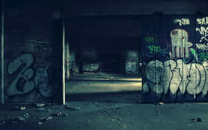 Graffiti Wall Art In An Abandoned Building Wallpaper