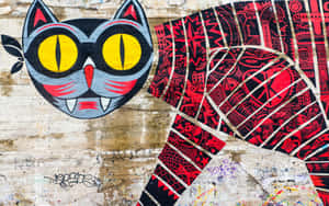 Graffiti Wall Art Of A Cat Wallpaper