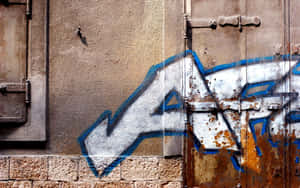 Graffiti Wall Scribble Of Af In White And Blue Wallpaper