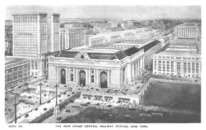 Grand Central Station Vintage Drawing Wallpaper