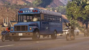Grand Theft Auto V Prison Bus Ambush Wallpaper