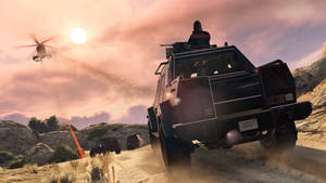 Grand Theft Auto V Suv Vs. Helicopter Wallpaper