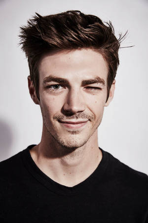 Grant Gustin Quirky Portrait Wallpaper