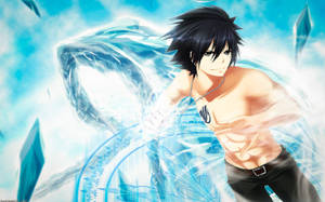 Gray Fullbuster Ready To Cast A Spell In Fairy Tail Wallpaper