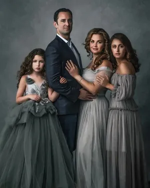 Gray Themed Family Portrait Of Four Wallpaper