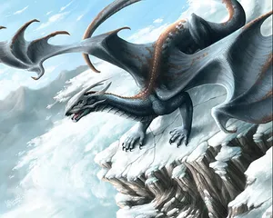 Gray Water Dragon In Snowy Mountain Wallpaper