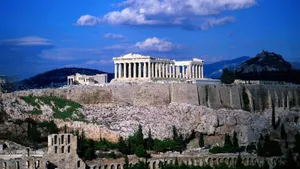 Greek Acropolis Atop A Rocky Elevation Wallpaper