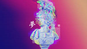 Greek Warrior Bust Vaporwave Desktop Wallpaper