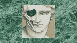 Green Aesthetic Desktop Statue Wallpaper