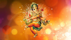 Green And Gold Lord Ganesh Desktop Graphic Art Wallpaper