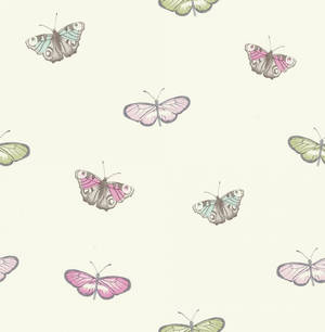 Green And Purple Pastel Butterflies Wallpaper