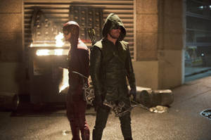 Green Arrow Flash Street Wallpaper