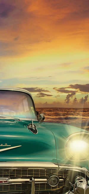 Green Chevrolet Bel Air Retro Iphone Display Wallpaper