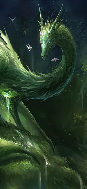 Green Dragon Of Nature Wallpaper
