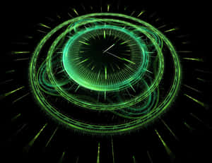 Green Glowing Time Clock Wallpaper