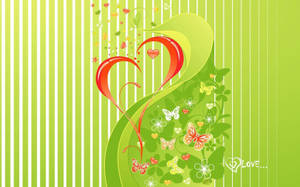 Green Heart Butterflies Wallpaper