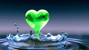 Green Heart Droplet Wallpaper