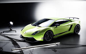 Green Lamborghini Silver Floor Wallpaper