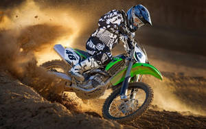 Green Motocross Bike Rider Wallpaper