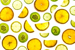 Green, Orange And Yellow Fruits Wallpaper