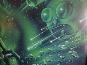 Green Rick And Morty Trippy Space Background Wallpaper