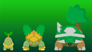 Green Torterra Evolutionary Line Wallpaper