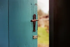 Greenish Open Door Handle Wallpaper