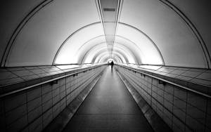 Grey Aesthetic Tunnel Walkway Wallpaper