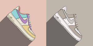 Grey And Pastel Cartoon Nike Shoes Wallpaper