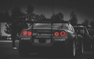 Greyscale Nissan Gtr Sports Car Wallpaper