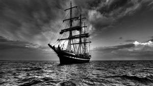 Greyscale Ship Photography Wallpaper