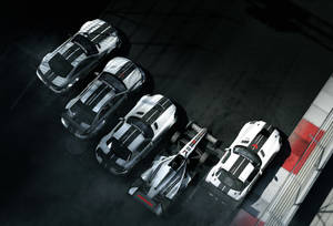 Grid 2 White Cars Aerial View Wallpaper