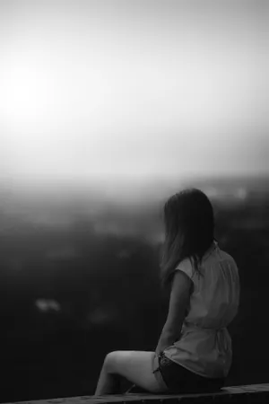 Grieving Woman Struggling With Addiction Wallpaper