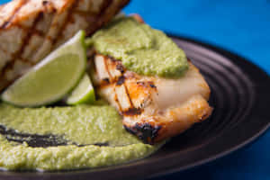 Grilled Halibutwith Limeand Green Sauce Wallpaper