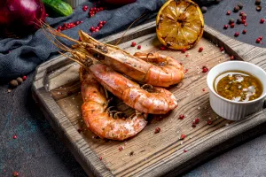 Grilled Prawnswith Lemonand Dip Wallpaper